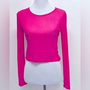 BELLELOVIN - Women's Junior Sheer Mesh Long Sleeve Crop Top